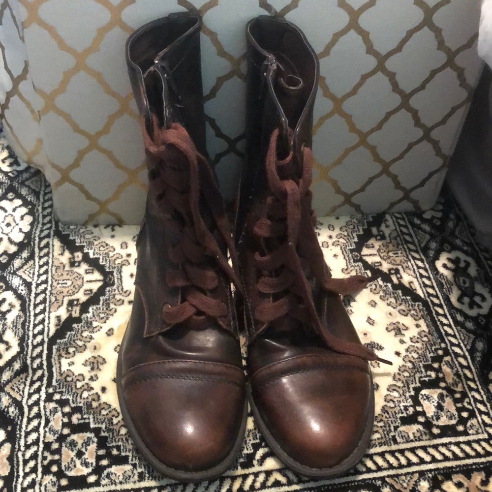 Dark brown combat boots
